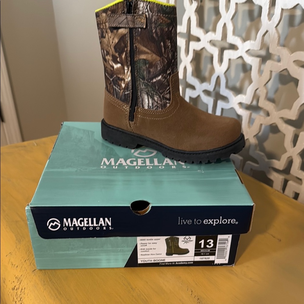 Magellan Outdoors Kids' Brown and Camo Boots